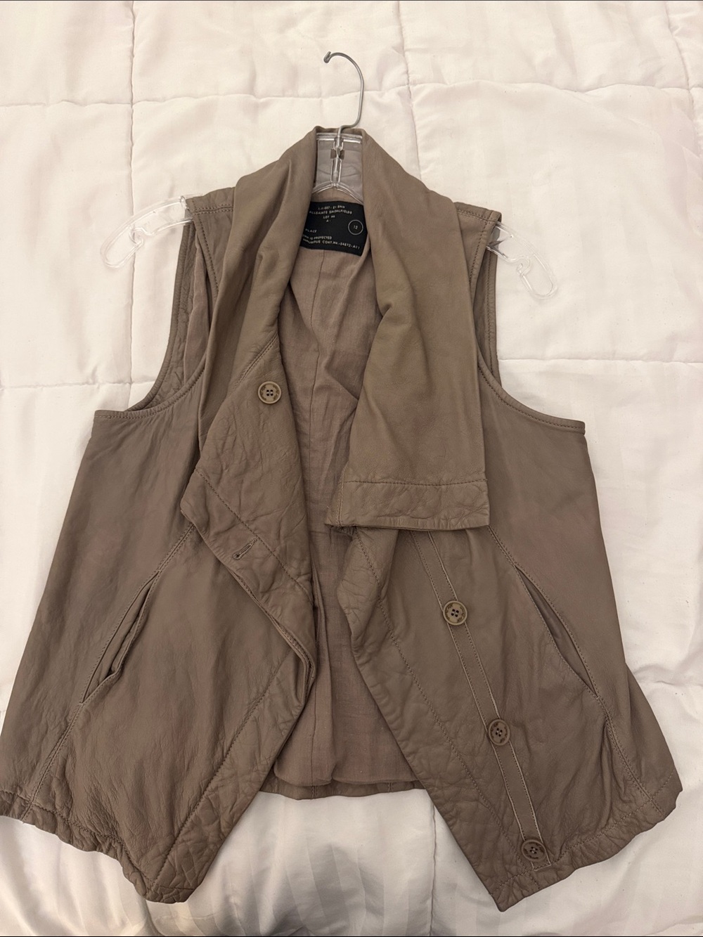 AllSaints Taupe Draped Sleeveless Vest